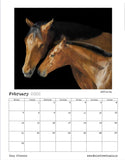February 2022 calendar image of equine art piece by Tony O'Connor entitled Affinity featuring a bay mare and foal