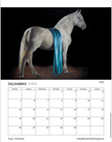 September 2022 calendar image of equine art piece by Tony O'Connor entitled Jade featuring a grey horse